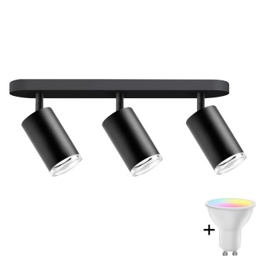 LED RGBW dimbare badkamerspot TURYN 3xGU10/6,5W/230V 2700-6500K Wi-Fi IP44 zwart