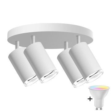 LED RGBW dimbare badkamerspot TURYN 4xGU10/4,8W/230V 3000K IP44 wit + afstandsbediening