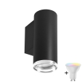LED RGBW dimbare badkamerwandlamp TURYN 1xGU10/4,8W/230V 3000K IP44 zwart + afstandsbediening