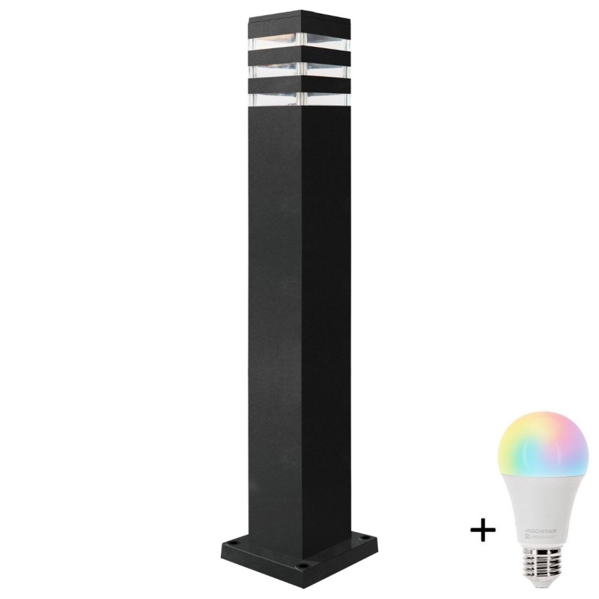 LED RGBW dimbare buitenlamp TEKSAS 1xE27/12W/230V 2700-6500K Wi-Fi 74 cm IP44 antraciet