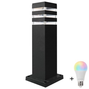LED RGBW dimbare buitenlamp TEKSAS 1xE27/9W/230V 2700-6500K Wi-Fi 44 cm IP44 antraciet
