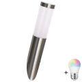 LED RGBW dimbare buitenwandlamp LIVIA 1xE27/6,5W/230V 2700-6500K Wi-Fi IP44 zilver