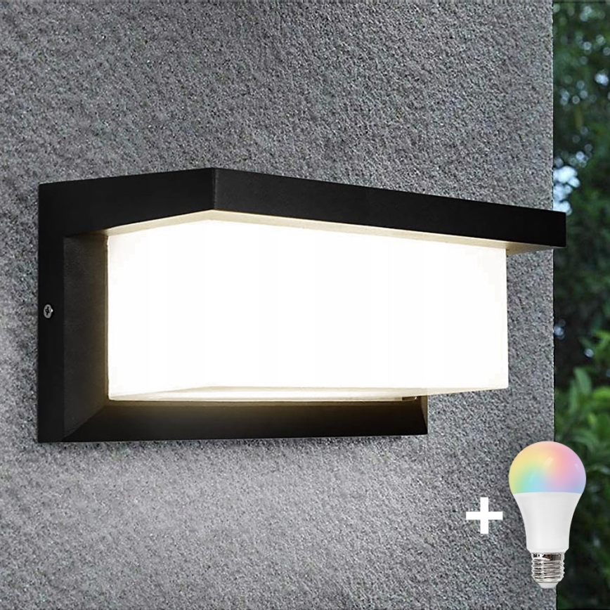 LED RGBW dimbare buitenwandlamp NEELY 1xE27/9W/230V 2700-6500K IP54 Wi-Fi zwart