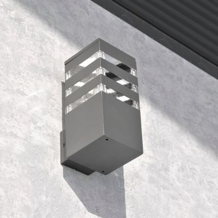 LED RGBW dimbare buitenwandlamp TEKSAS 1xE27/12W/230V 2700-6500K Wi-Fi IP44 antraciet