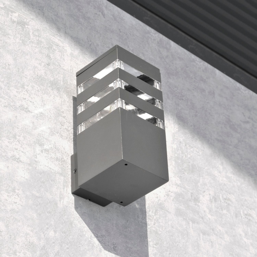 LED RGBW dimbare buitenwandlamp TEKSAS 1xE27/12W/230V 2700-6500K Wi-Fi IP44 antraciet