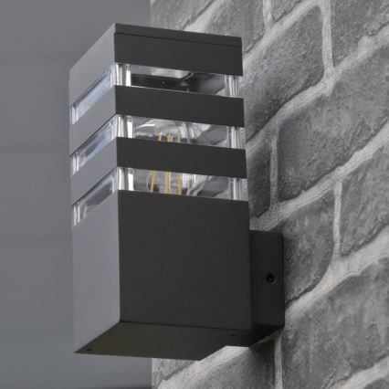 LED RGBW dimbare buitenwandlamp TEKSAS 1xE27/12W/230V 2700-6500K Wi-Fi IP44 antraciet