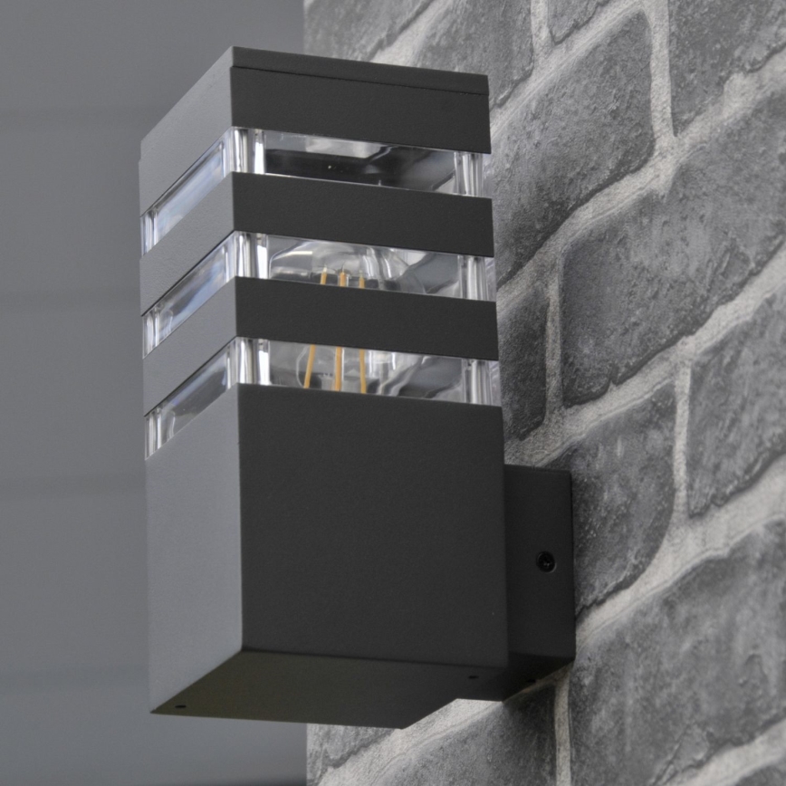 LED RGBW dimbare buitenwandlamp TEKSAS 1xE27/12W/230V 2700-6500K Wi-Fi IP44 antraciet