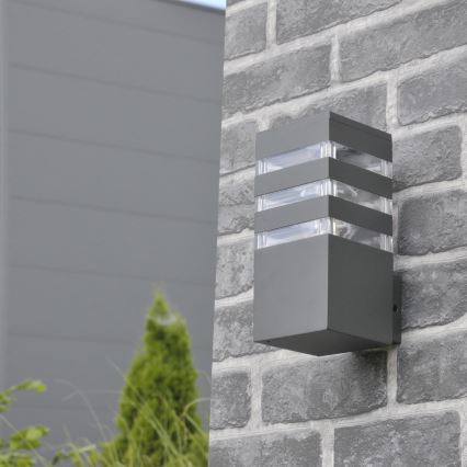 LED RGBW dimbare buitenwandlamp TEKSAS 1xE27/12W/230V 2700-6500K Wi-Fi IP44 antraciet