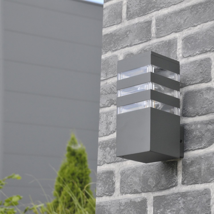LED RGBW dimbare buitenwandlamp TEKSAS 1xE27/12W/230V 2700-6500K Wi-Fi IP44 antraciet