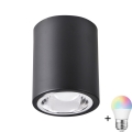 LED RGBW dimbare inbouwspot JUPITER 1xE27/6,5W/230V 2700-6500K Wi-Fi Ø 9,8 cm zwart