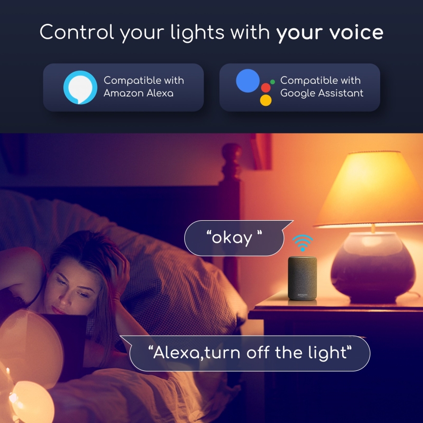 LED RGBW dimbare lamp A60 E27/15W/230V 3000-6500K Wi-Fi - Aigostar