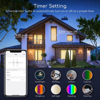 LED RGBW dimbare lamp A60 E27/15W/230V 3000-6500K Wi-Fi - Aigostar