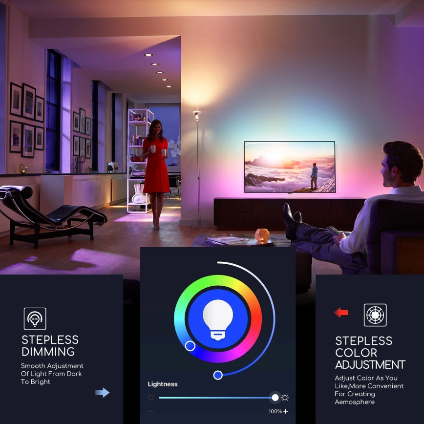 LED RGBW dimbare lamp C37 E14/5W/230V 3000-6500K Wi-Fi - Aigostar