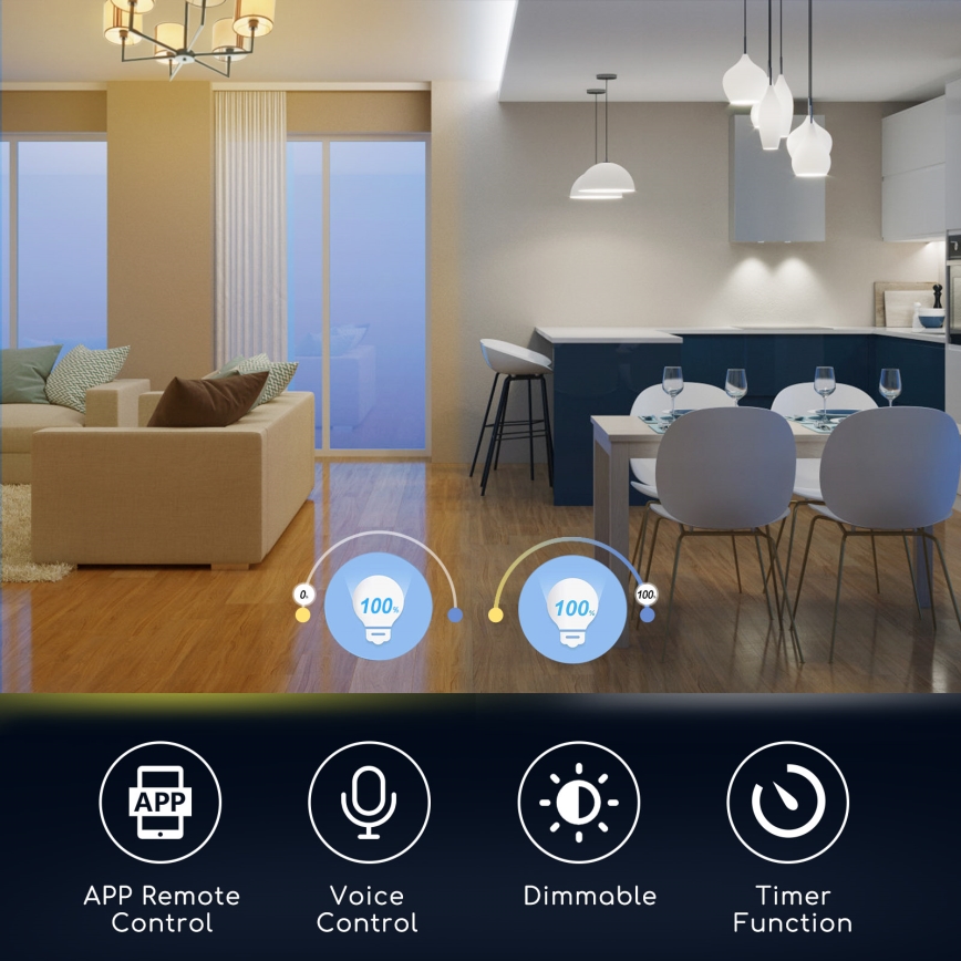 LED RGBW dimbare lamp C37 E14/5W/230V 3000-6500K Wi-Fi - Aigostar