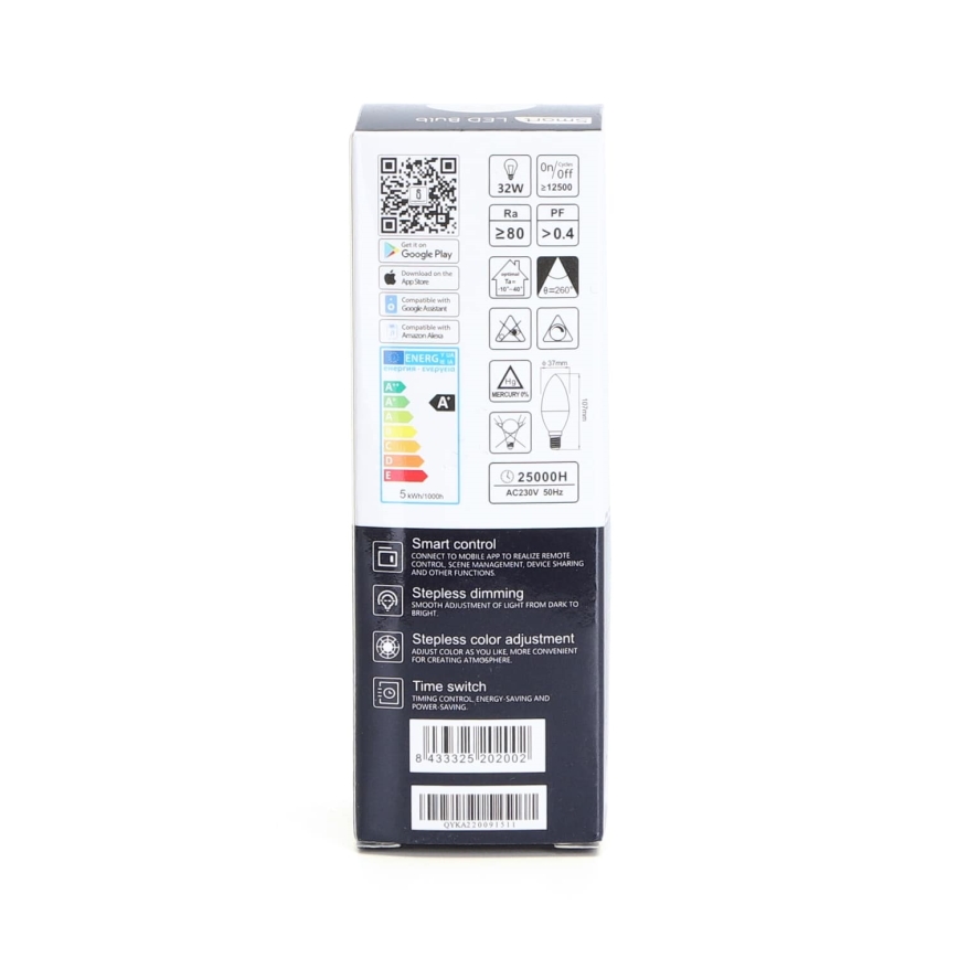 LED RGBW dimbare lamp C37 E14/5W/230V 3000-6500K Wi-Fi - Aigostar