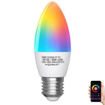 LED RGBW dimbare lamp C37 E27/5W/230V 3000-6500K Wi-Fi - Aigostar