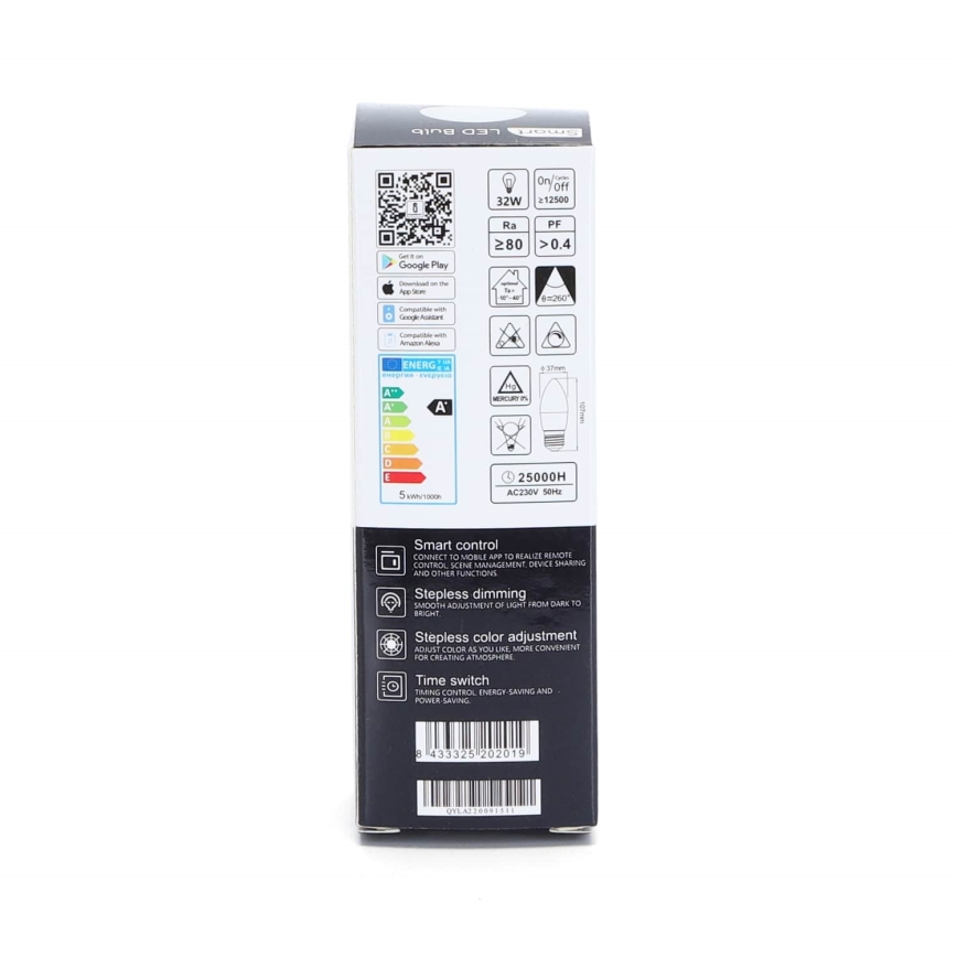 LED RGBW dimbare lamp C37 E27/5W/230V 3000-6500K Wi-Fi - Aigostar