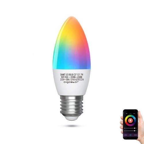 LED RGBW dimbare lamp C37 E27/7W/230V 3000-6500K Wi-Fi - Aigostar