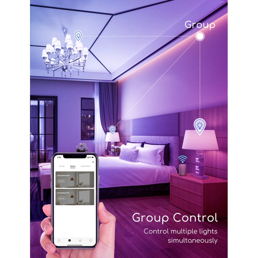 LED RGBW dimbare lamp C37 E27/7W/230V 3000-6500K Wi-Fi - Aigostar