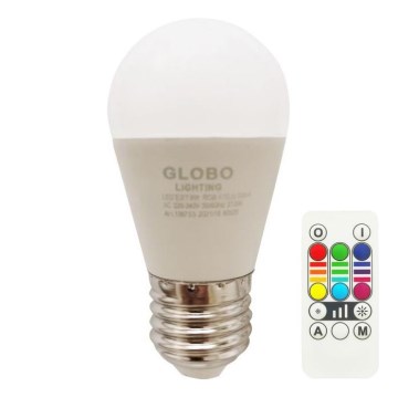 LED RGBW dimbare lamp E27/6W/230V 3000K + afstandsbediening - Globo