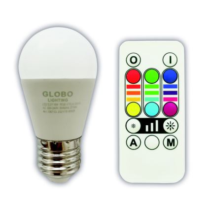 LED RGBW dimbare lamp E27/6W/230V 3000K + afstandsbediening - Globo