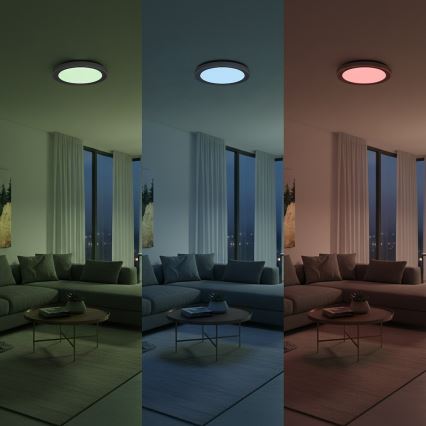 Dimbare RGBW LED-plafondlamp MELO, 36 W, 230 V, 3000–6000 K, Ø 39 cm, wit, inclusief afstandsbediening