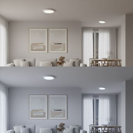 Dimbare RGBW LED-plafondlamp MELO, 36 W, 230 V, 3000–6000 K, Ø 39 cm, wit, inclusief afstandsbediening