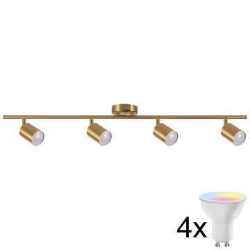 LED RGBW dimbare spot GOLDIE 4xGU10/4,8W/230V 3000K goudkleurig + afstandsbediening