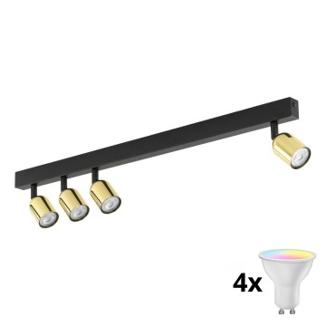 LED RGBW dimbare spots TOP 4xGU10/6,5W/230V 2700-6500K zwart/goud