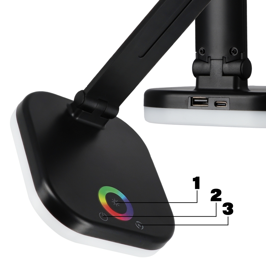 LED RGBW dimbare tafellamp met draadloos opladen LED/7W/5V USB zwart