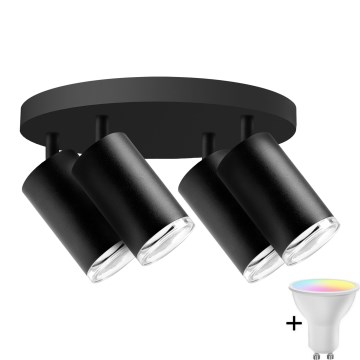 LED RGBW Dimmable badkamer inbouwspot TURYN 4xGU10/6,5W/230V 2700-6500K Wi-Fi IP44 zwart