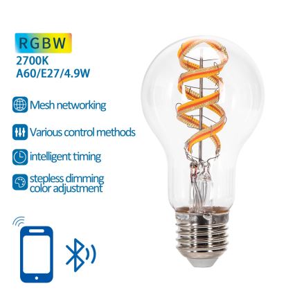 LED RGBW Lamp FILAMENT A60 E27/4,9W/230V 2700K - Aigostar