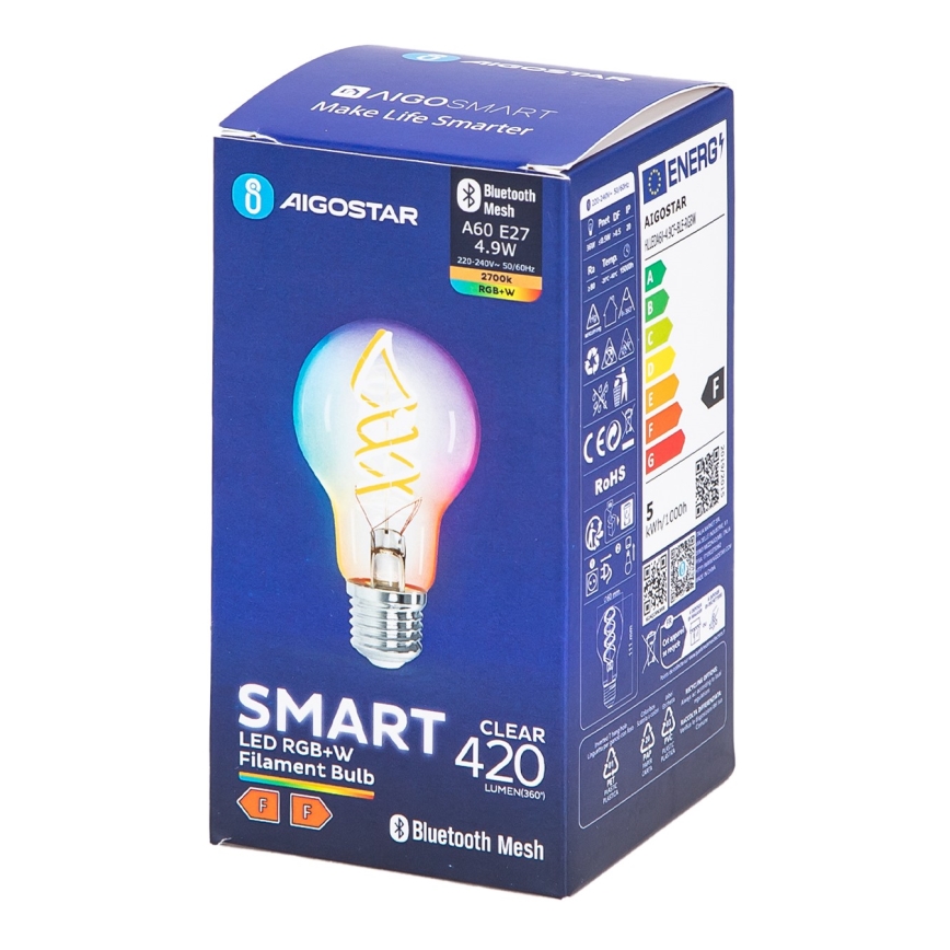 LED RGBW dimbare lamp FILAMENT MESH Smart A60 E27/4,9W/230V 2700K - Aigostar