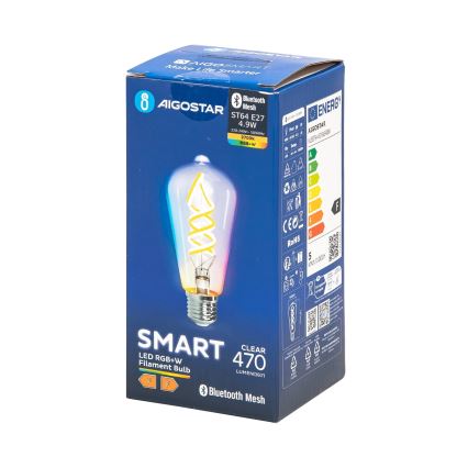 LED RGBW dimbare lamp FILAMENT MESH Smart ST64 E27/4,9W/230V 2700K - Aigostar