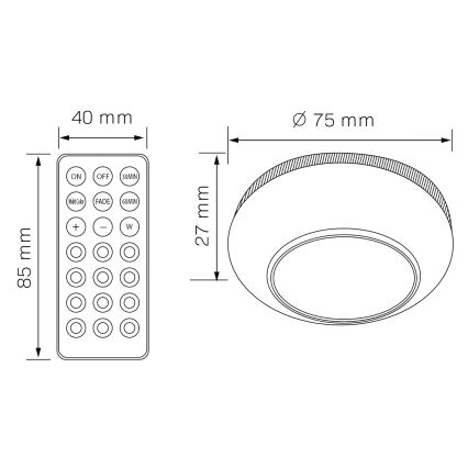 LED RGBW Dimbare meubelverlichting LED/0,5W/4,5V 3xAAA wit + afstandsbediening