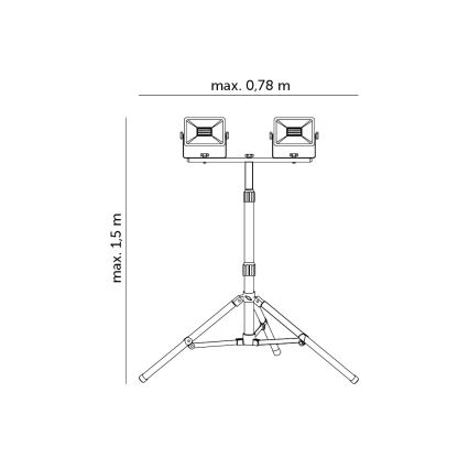 LED Schijnwerper met een Standaard 2xLED/30W/230V IP65