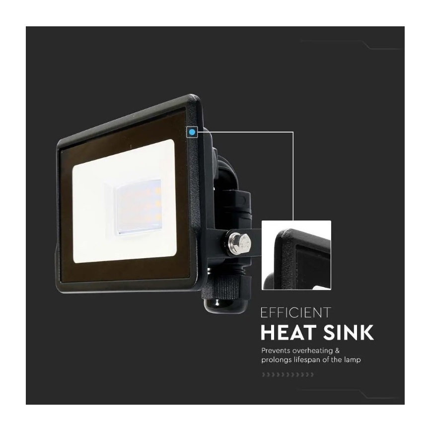 LED Schijnwerper met directe aansluiting SAMSUNG CHIP LED/10W/230V IP65 6500K zwart