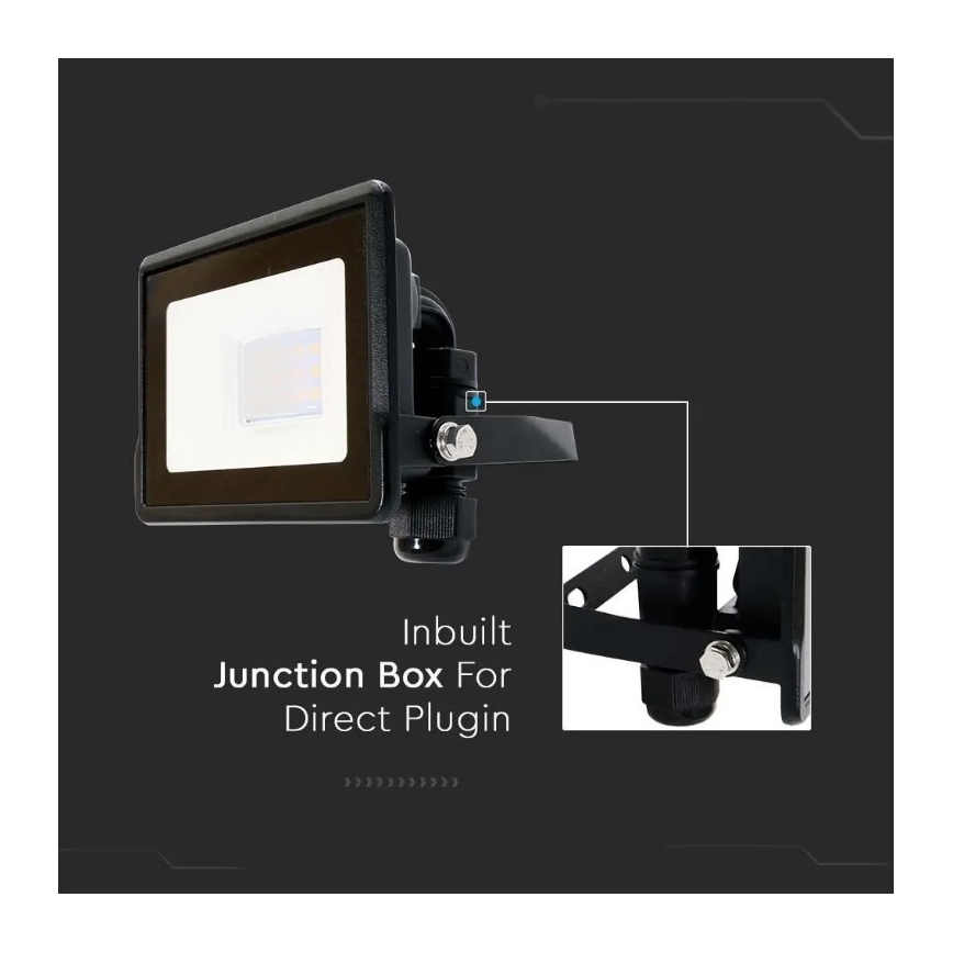 LED Schijnwerper met directe aansluiting SAMSUNG CHIP LED/10W/230V IP65 6500K zwart