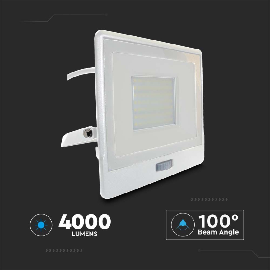 LED Schijnwerper met sensor LED/50W/230V 4000K IP65 wit