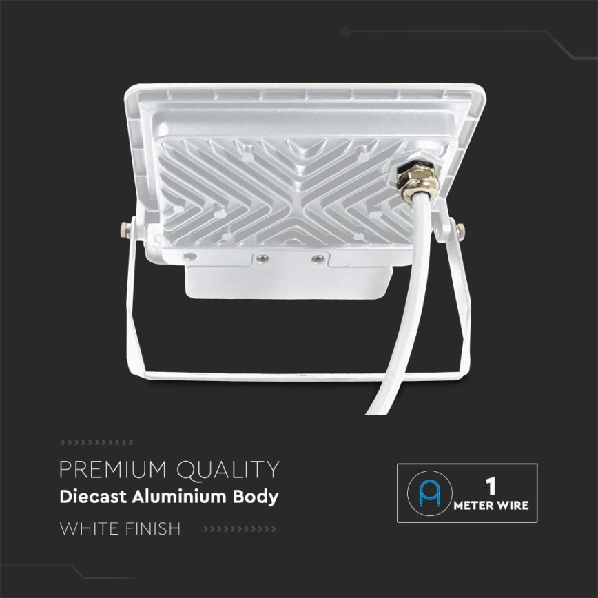 LED Schijnwerper met sensor LED/50W/230V 4000K IP65 wit