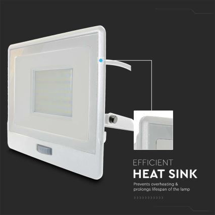 LED Schijnwerper met sensor LED/50W/230V 4000K IP65 wit