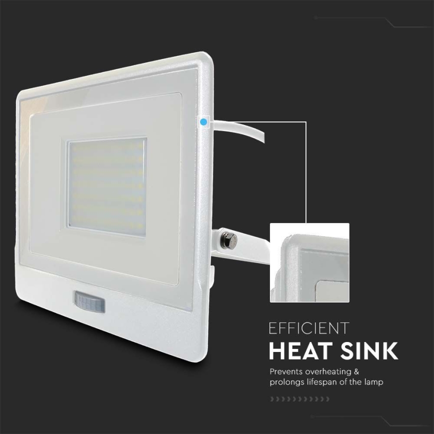 LED Schijnwerper met sensor LED/50W/230V 4000K IP65 wit