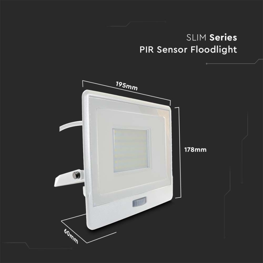 LED Schijnwerper met sensor LED/50W/230V 4000K IP65 wit