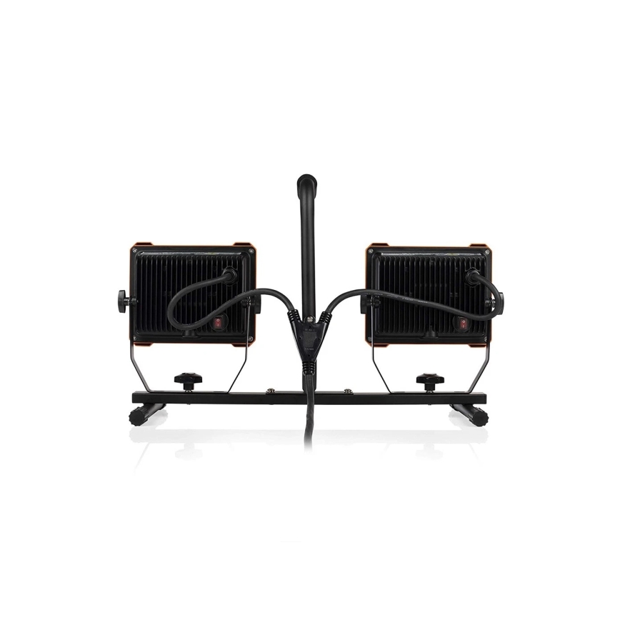 LED-schijnwerper met statief 2xLED/30W/230V 4000K IP65 oranje/zwart