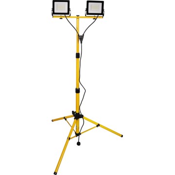 LED-schijnwerper met statief 2xLED/30W/230V 6500K IP65 geel