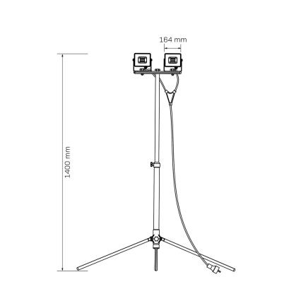 LED-schijnwerper met statief 2xLED/30W/230V 6500K IP65 geel