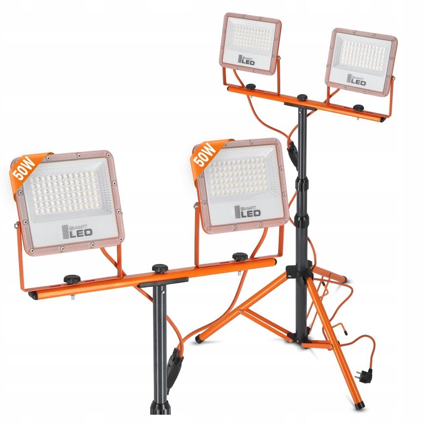 LED-schijnwerper met statief 2xLED/50W/230V 4500K IP65 oranje
