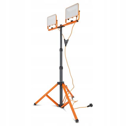 LED schijnwerper met statief 2xLED/50W/230V 4500K IP65 oranje