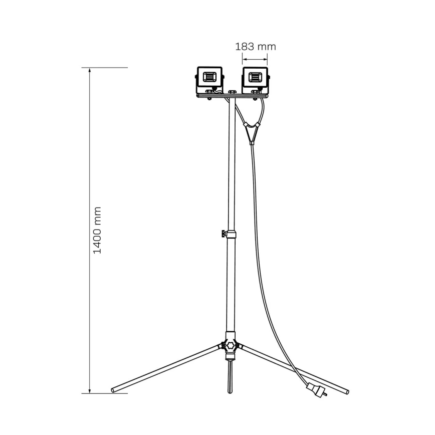 LED-schijnwerper met statief 2xLED/50W/230V 6500K IP65 geel