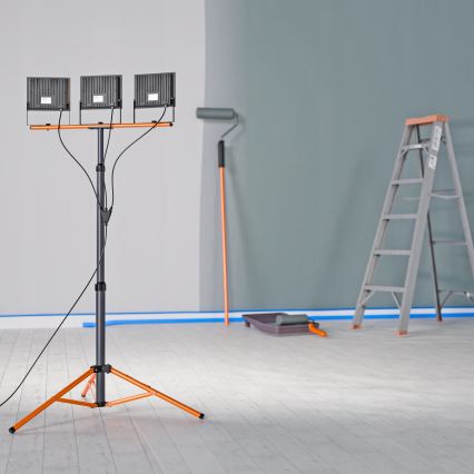 LED-schijnwerper met statief 3xLED/100W/230V 4500K IP65 zwart/oranje
